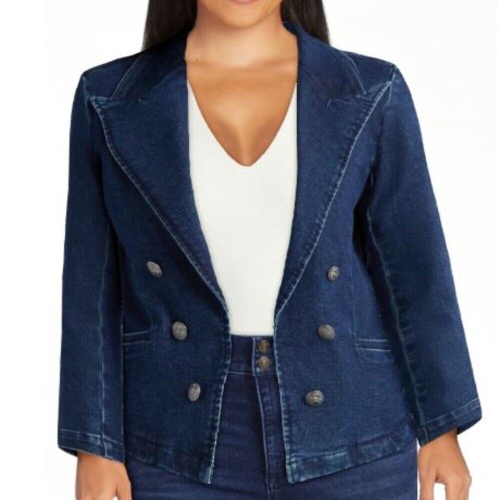 Sofia Jeans Women's Fitted Denim Blazer, Size XXXL/22 NWOT